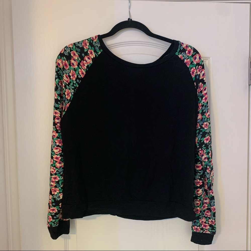 Black Long-sleeve with Flower Pattern